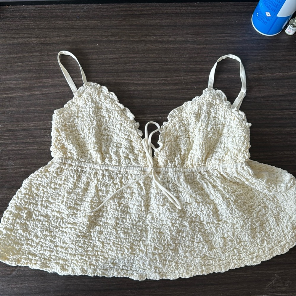Princess Polly Kellen Textured Tank Top in Cream